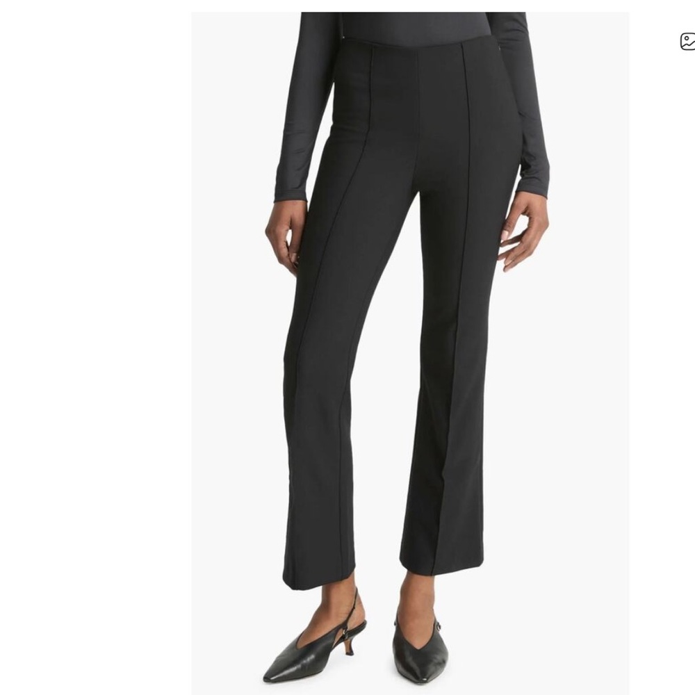 Vince Pintuck Front Seam Cropped Kick Flare Pants in Black Size 12